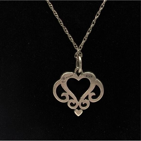 James Avery Ornate Open Heart Pendant Necklace Rope Chain 22.5in Signed RETIRED - Picture 2 of 6